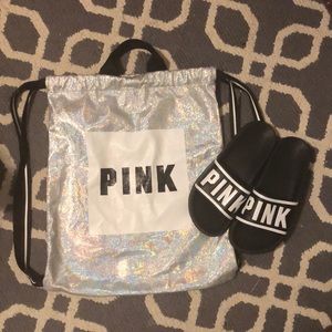 VS PINK bag and slides combo